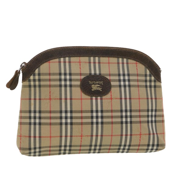 BURBERRYSs Nova Check Clutch Bag Nylon Beige Auth 38713 - Picture 1 of 10